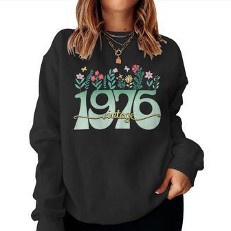 Vintage Année 1976 Fleurs 50 Ans Anniversaire Sweat-shirt pour femme - Cadeauxyz