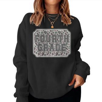 Vintage Camo Fourth Grade Back To School Teacher 4Th Grade Women Sweatshirt - Thegiftio UK
