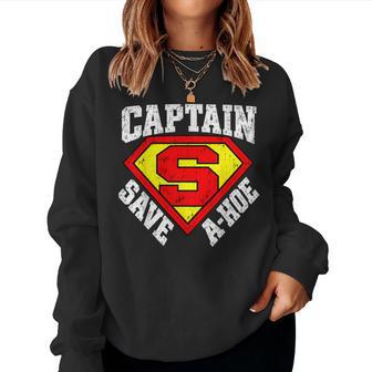 Vintage Captain Save A Hoe Costume Halloween Day Women Sweatshirt | Seseable UK