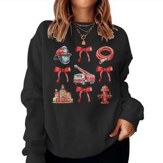 Vintage Coquette Bow Firefighter Firehouse Fireman Women Women Sweatshirt - Thegiftio UK