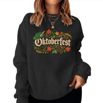 Vintage Fall Autumn Leaves German Oktoberfest Girls Women Sweatshirt - Thegiftio UK
