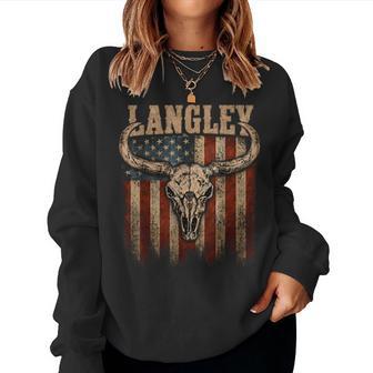 Vintage Langley Name Retro Usa Flag For Women Women Sweatshirt - Thegiftio UK