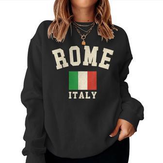Vintage Roma Italia Bandera Italiana Recuerdo Retro Gráfico Sudadera Mujer - Regaloses