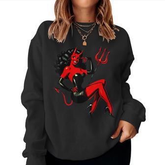 Vintage Sexy Devil Girl Pin-Up Lazy Halloween Costume Women Sweatshirt - Thegiftio UK