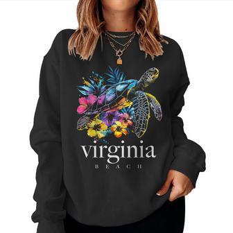 Virginia Beach Souvenir Surfer Diver Sea Turtle Women Sweatshirt - Thegiftio UK