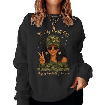 Virgo Queen Black Woman With Cap Camo It's My Birthday Party Women Sweatshirt | Seseable UK