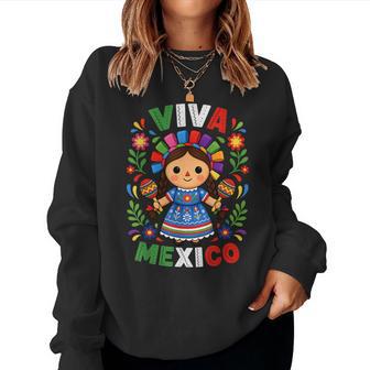 Viva Mexico Toddler Girls Flores Mexican Independence Day Women Sweatshirt - Thegiftio UK
