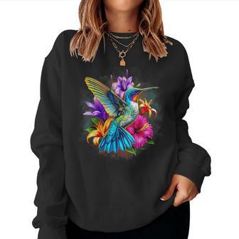 Watercolor Hummingbird Humming Bird Flowers Kids Women Sweatshirt - Thegiftio UK