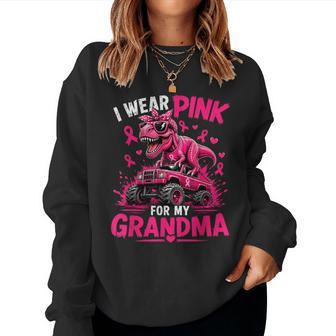 I Wear Pink For My Grandma Breast Cancer Awareness Dinosaur Women Sweatshirt | Seseable UK