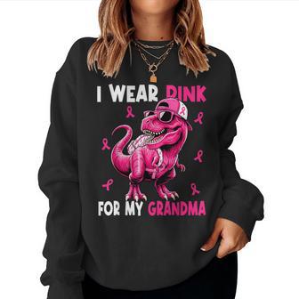 I Wear Pink For My Grandma Dinosaur Breast Cancer For Boys Women Sweatshirt | Seseable UK