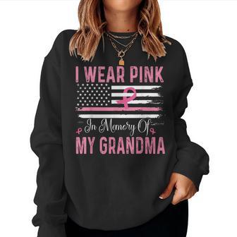 I Wear Pink In Memory Of My Grandma Usa Flag Breast Cancer Kids Men Women Sweatshirt - Thegiftio UK