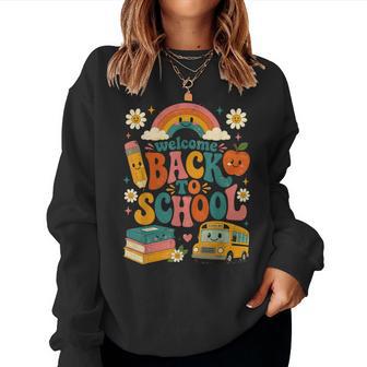 Welcome Back To School Rainbow Teacher Apparel First Day Women Sweatshirt - Thegiftio UK