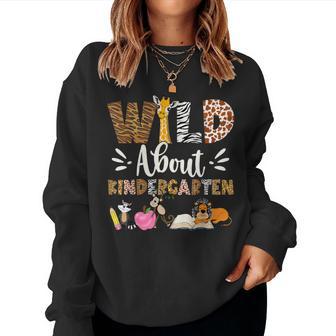 Wild About Kindergarten Animals Jungle Leopard Kid Teacher Women Sweatshirt - Thegiftio UK