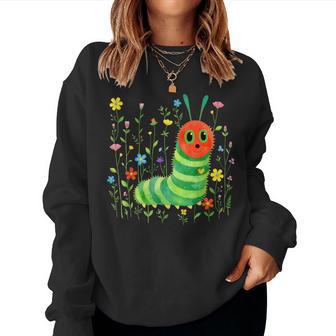 Wildflower Flower Floral Cute Caterpillar Women Sweatshirt | Seseable UK