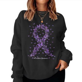 Women's Overdose Awareness Butterfly Purple Ribbon Drug Addiction Women Sweatshirt - Thegiftio UK