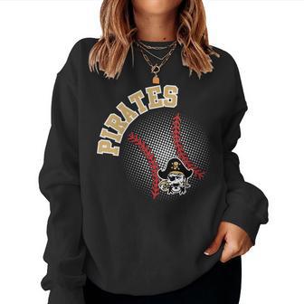 Women's Pirates Baseball Mom Game Day Sports Gold Pirate Pride Women Sweatshirt | Seseable UK