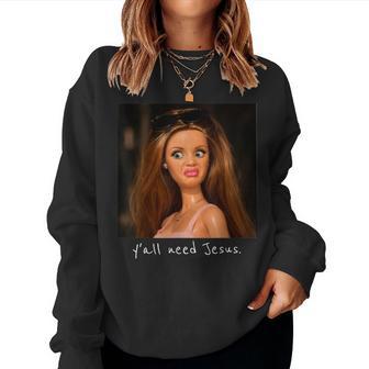 Ya'll Need Jesus Disgusted Face Christian Meme Women Sweatshirt - Thegiftio UK