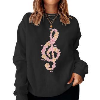 ト音記号 ト音記号 花 ミュージシャンギフト レディーススウェットシャツ - Kawaiitshirt