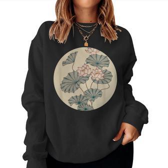 蓮の花 浮世絵 日本風アート レディーススウェットシャツ - Kawaiitshirt