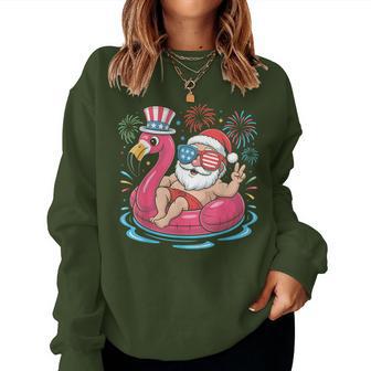Christmas In July Santa Flamingo Float Summer Xmas Women Sweatshirt | Seseable UK