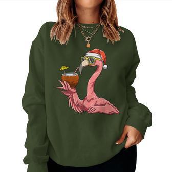 Santa Flamingo Christmas Summer Christmas In July Flamingo Women Sweatshirt - Thegiftio UK
