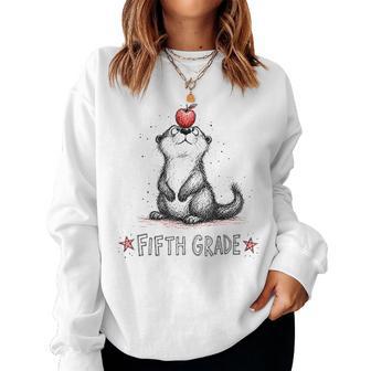 5Th Grade Level Team First Day Back To School Otter Apple Women Sweatshirt - Thegiftio UK