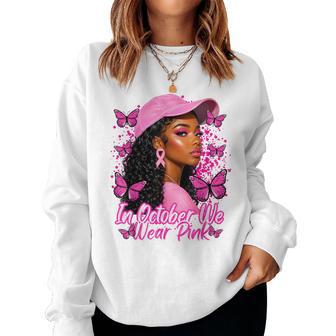 Afro Black African American Breast Cancer Pink Ribbon Women Sweatshirt - Thegiftio UK