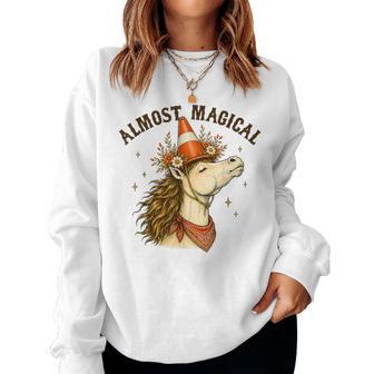 Almost Magical Horse Unicorn Humor Traffic Cone Hat Women Sweatshirt - Thegiftio UK