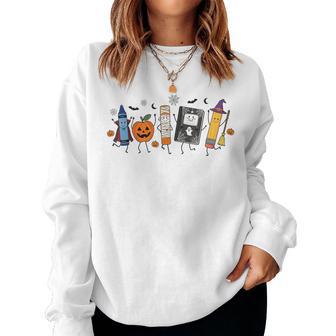 Back To School Halloween Teacher Spooky School Supplies Women Sweatshirt - Thegiftio UK