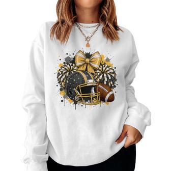 Black & Gold Game Day Team High School Football Cheer Mom Women Sweatshirt - Thegiftio UK