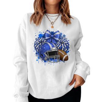 Blue & White Game Day Team High School Football Cheer Mom Women Sweatshirt - Thegiftio UK