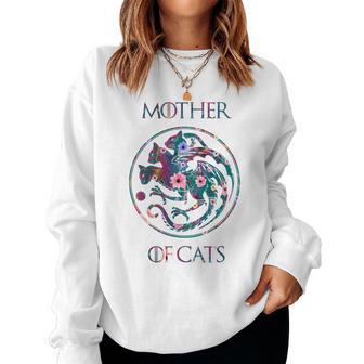 Camisa De Madre De Gatos Con Diseño De Flores Para Amantes De Los Gatos In Mangas Sudadera Mujer - Regaloses