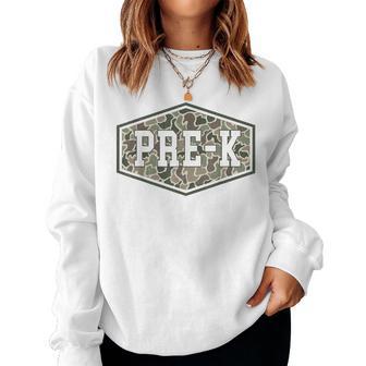 Camo Pre-K Teacher Preschool Back To School Boys Kids Women Sweatshirt - Thegiftio UK