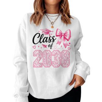 Class Of 2038 Grow With Me Graduation Pink Coquette Bow Girl Women Sweatshirt | Seseable UK