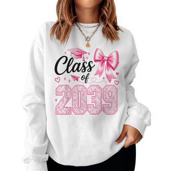 Class Of 2039 Grow With Me Graduation Pink Coquette Bow Girl Women Sweatshirt - Thegiftio UK