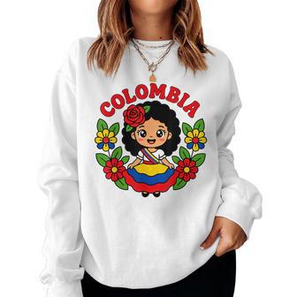 Colombian Girl Flag Kids Hispanic Heritage Month Colombia Women Sweatshirt - Thegiftio UK