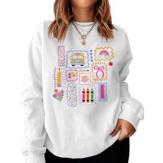 Coquette Bow Teacher Back To School Teacher Life Student Kid Women Sweatshirt - Thegiftio UK