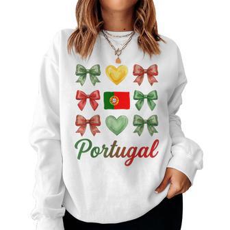 Coquette Nœud Drapeau Portugal Coeurs Mignon Filles Sweat-shirt pour femme - Cadeauxyz