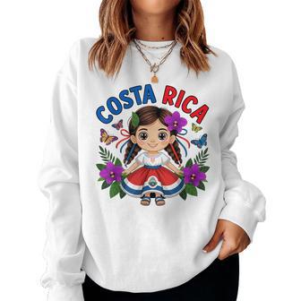Cute Costa Rica Girl In Traditional Dress For Kids Women Sweatshirt - Thegiftio UK