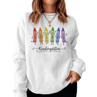 Cute Dancing Rainbow Crayons Back To School Kindergarten Women Sweatshirt - Thegiftio UK