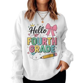 Cute Hello Fourth Grade Back To School Coquette Teacher Girl Women Sweatshirt - Thegiftio UK
