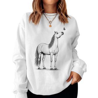 Cute Horse With Butterfly Girls Kids Women Sweatshirt - Thegiftio UK
