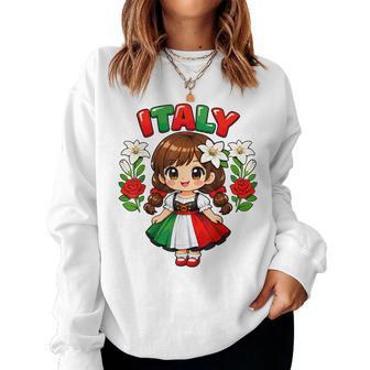 Cute Italy Girl Traditional Dress With Flowers For Kids Women Sweatshirt - Thegiftio UK