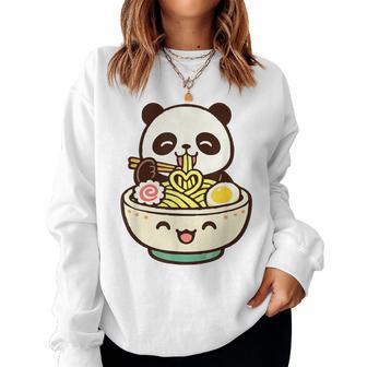 Cute Panda Ramen Noodles Kawaii Anime Food Lover Graphic Women Sweatshirt - Thegiftio UK