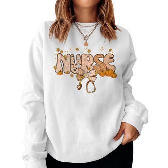 Fall Nurse Coquette Healthcare Pumpkin Retro Nursing Autumn Women Sweatshirt - Thegiftio UK