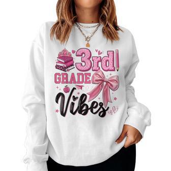 First Day Of 3Rd Grade Vibes Pink Bow Kids Girl Teachers Women Sweatshirt - Thegiftio UK