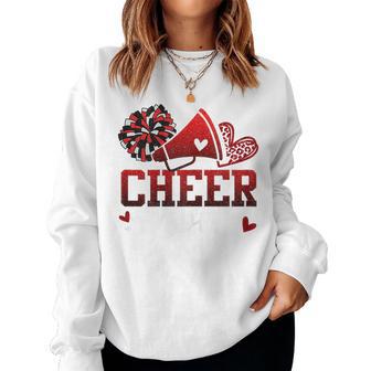 Football Cheer Mom Red Black Pom Leopard Cheerleader Women Sweatshirt - Thegiftio UK