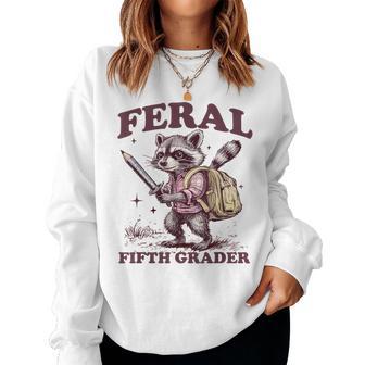 Back To School Raccoon Feral Fifth Grader 5Th Grade Women Sweatshirt - Thegiftio UK