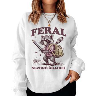 Back To School Raccoon Feral Second Grader 2Nd Grade Women Sweatshirt - Thegiftio UK