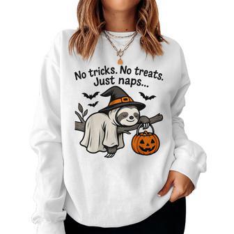 Halloween Sloth Sleeping No Trick Or Treat Just Nap Women Sweatshirt - Thegiftio UK